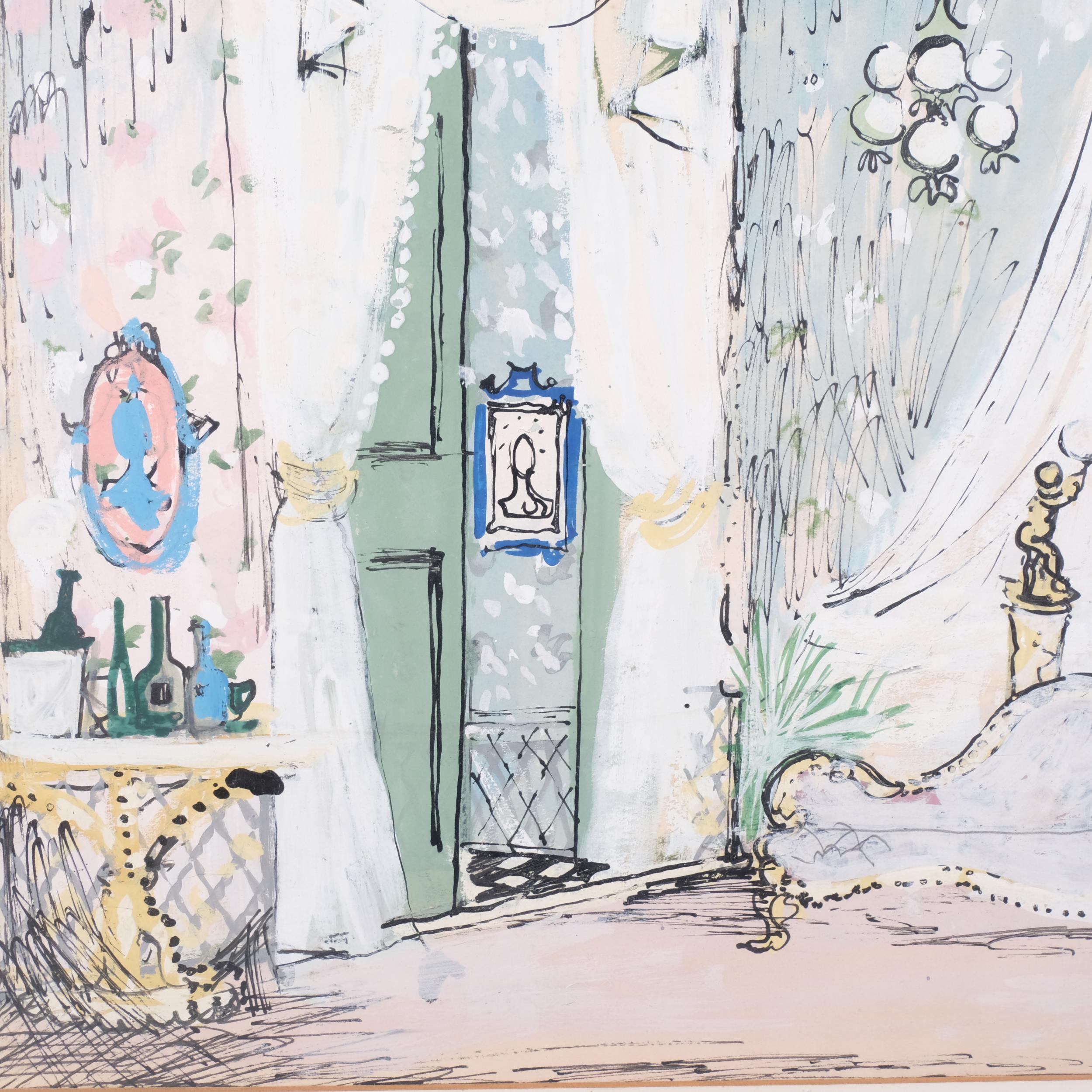 Richard Beer (1928 - 2017), stage set design, watercolour, 48cm x 60cm, framed Tear on right-hand - Image 3 of 4