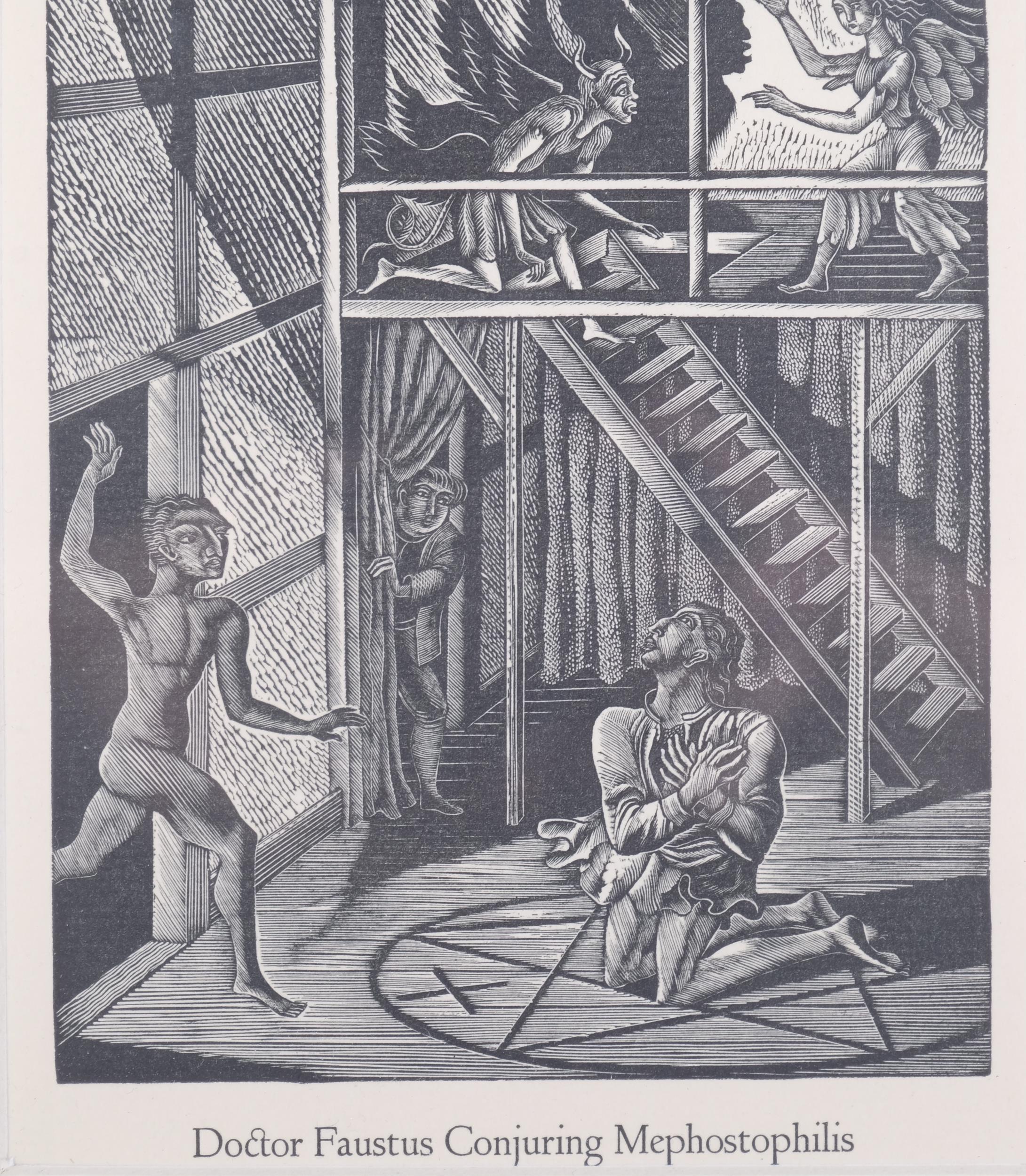 Eric Ravilious, Dr Faustus, wood engraving, published 1929, 17.5cm x 12.5cm, framed Good condition - Image 3 of 4