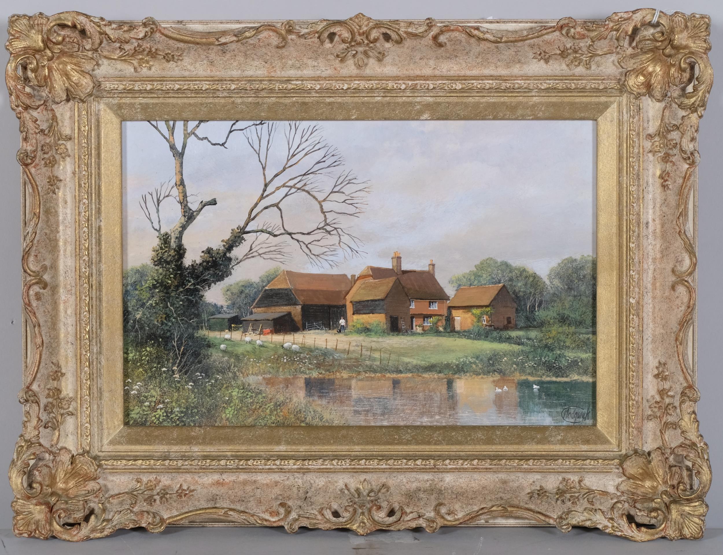 Clive Madgwick (1934 - 2005), Kent farm scene near Biddenden, oil on board, signed, 20cm x 30cm,