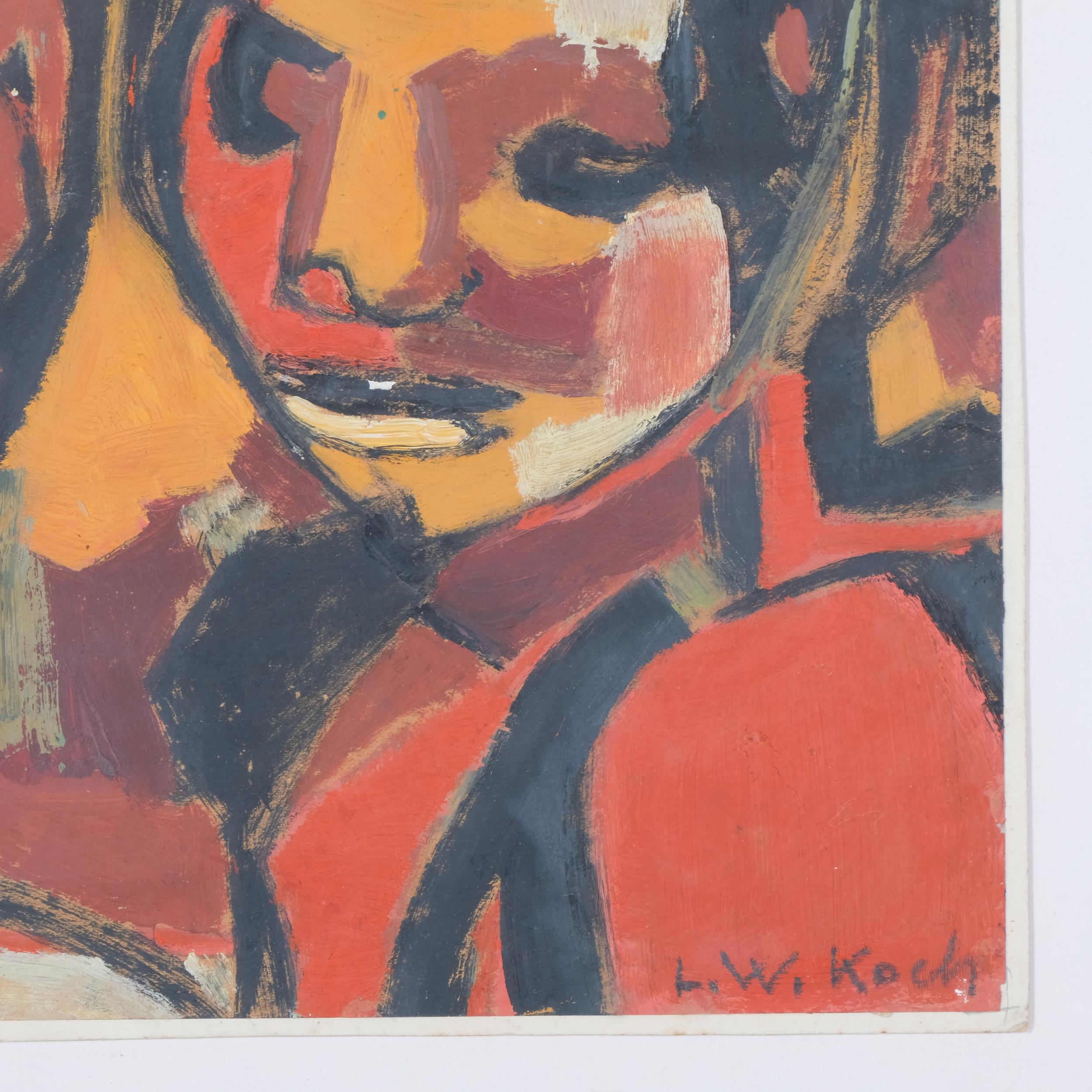 Lotte Wolf-Koch (1909 - 1977), 2 abstract compositions, watercolour gouache, both signed, 21cm x - Image 3 of 4