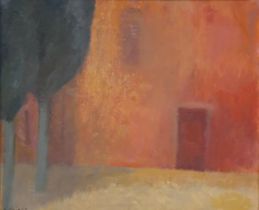 Susan Caines (born 1935), The Red House, oil on canvas, signed, 24cm x 30cm, framed Good original
