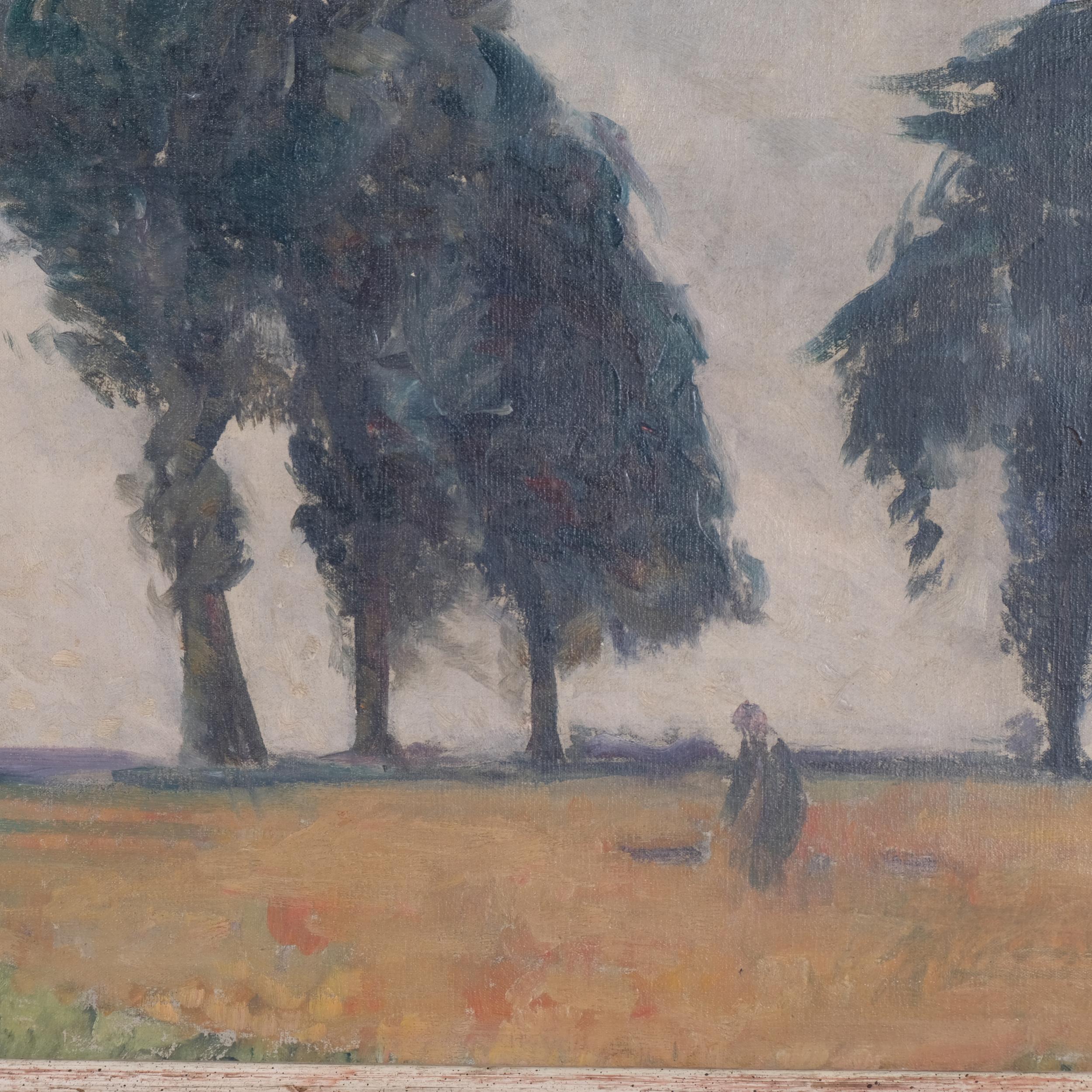 Impressionist figure in landscape, late 19th/20th century French School oil on canvas, unsigned, - Image 2 of 4