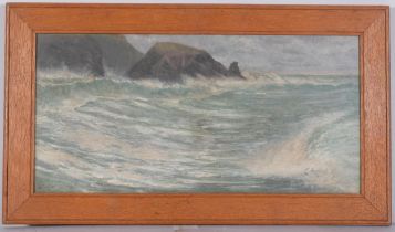 H Griffin, seascape, oil on canvas, signed and dated 1895, 24cm x 50cm, framed and glazed Good