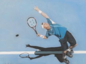 Jennifer Lipman (1935 - 2022), Lleyton Hewitt, coloured pastels, signed, 45cm x 60cm, framed Good