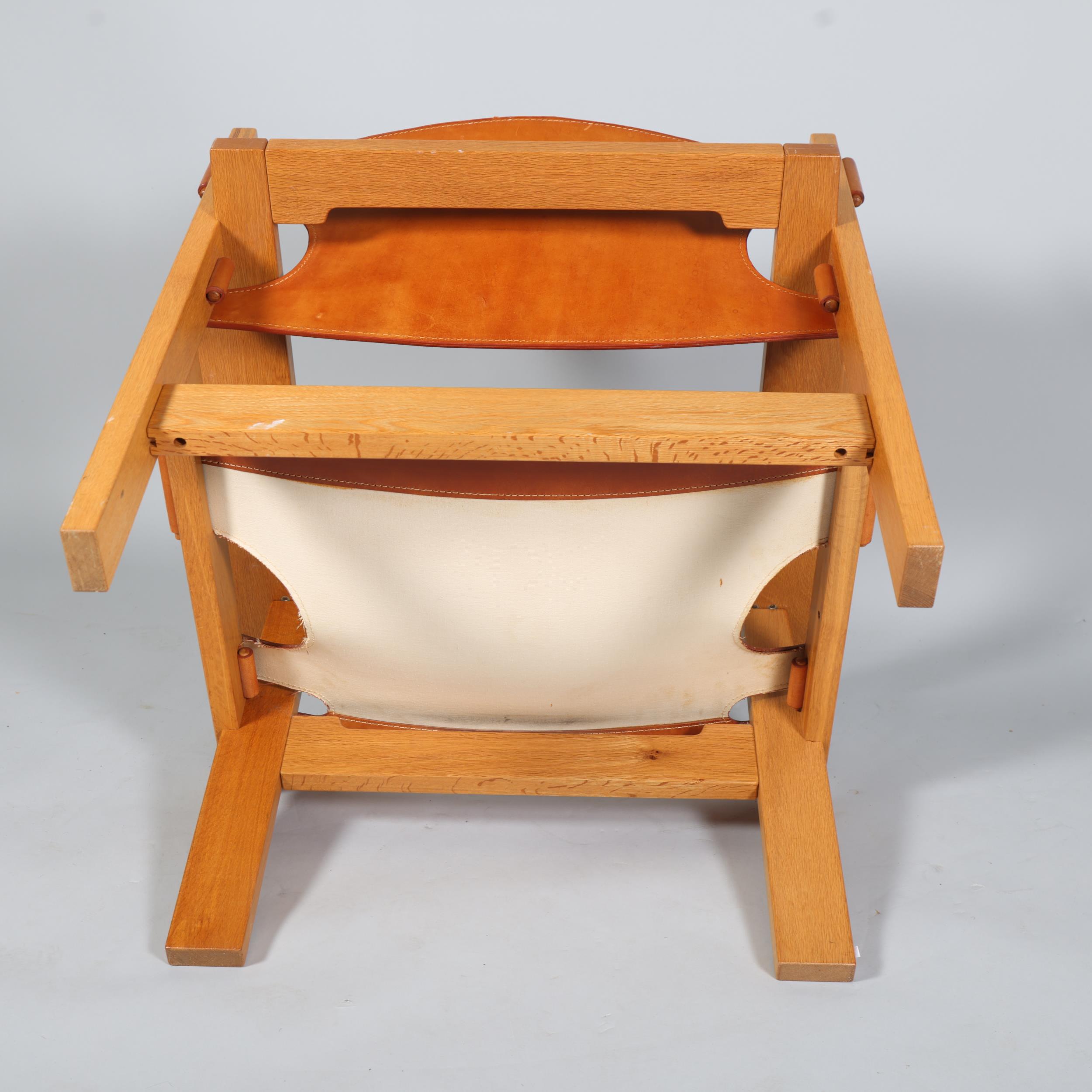 GUNNAR GUDMUNDSSON, a mid-century “Chief” safari style lounge chair in oak with saddle leather sling - Image 4 of 4