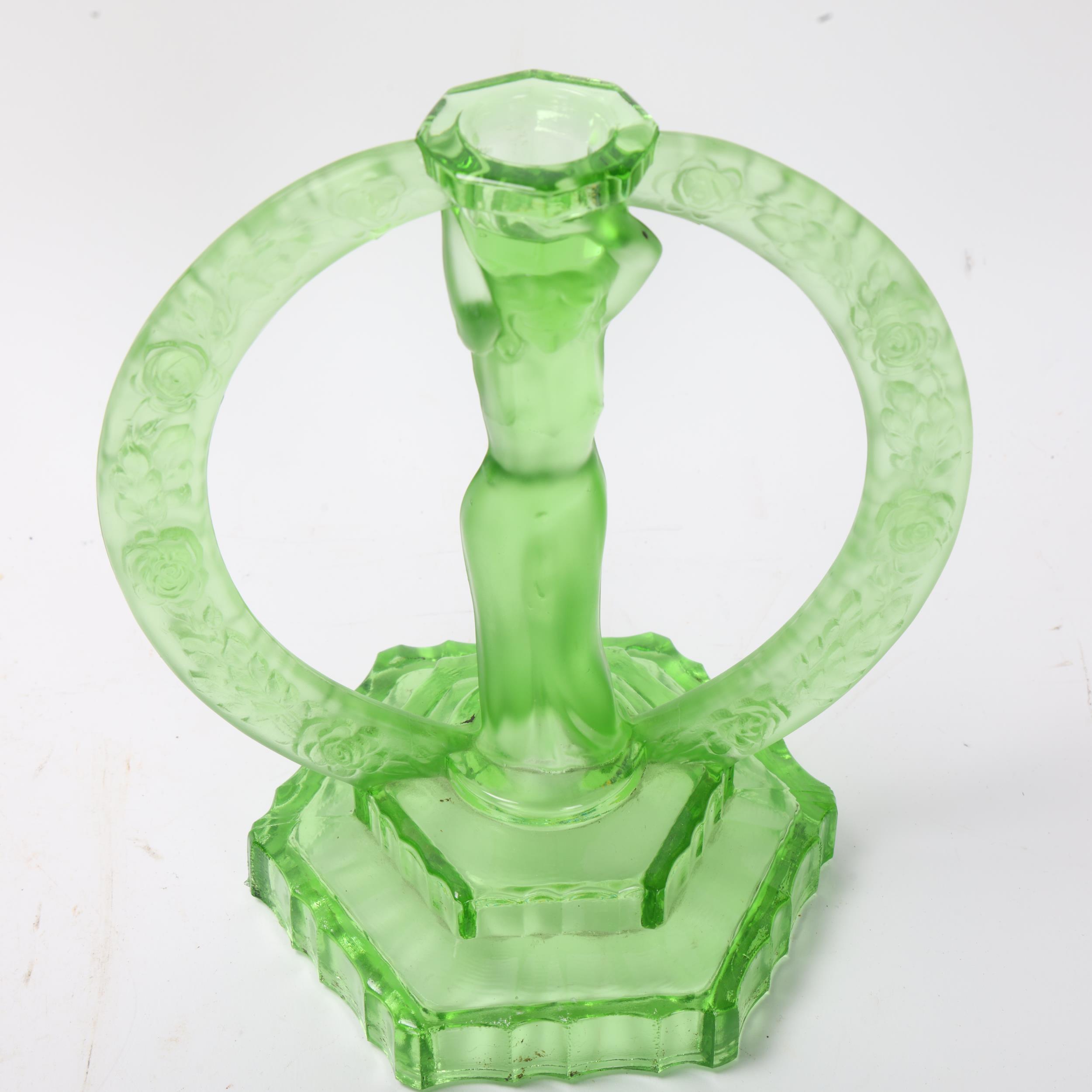 A 1920s/30 German Uranium glass 2 piece charger, no makers marks, style Schweig Muller, height - Image 2 of 3
