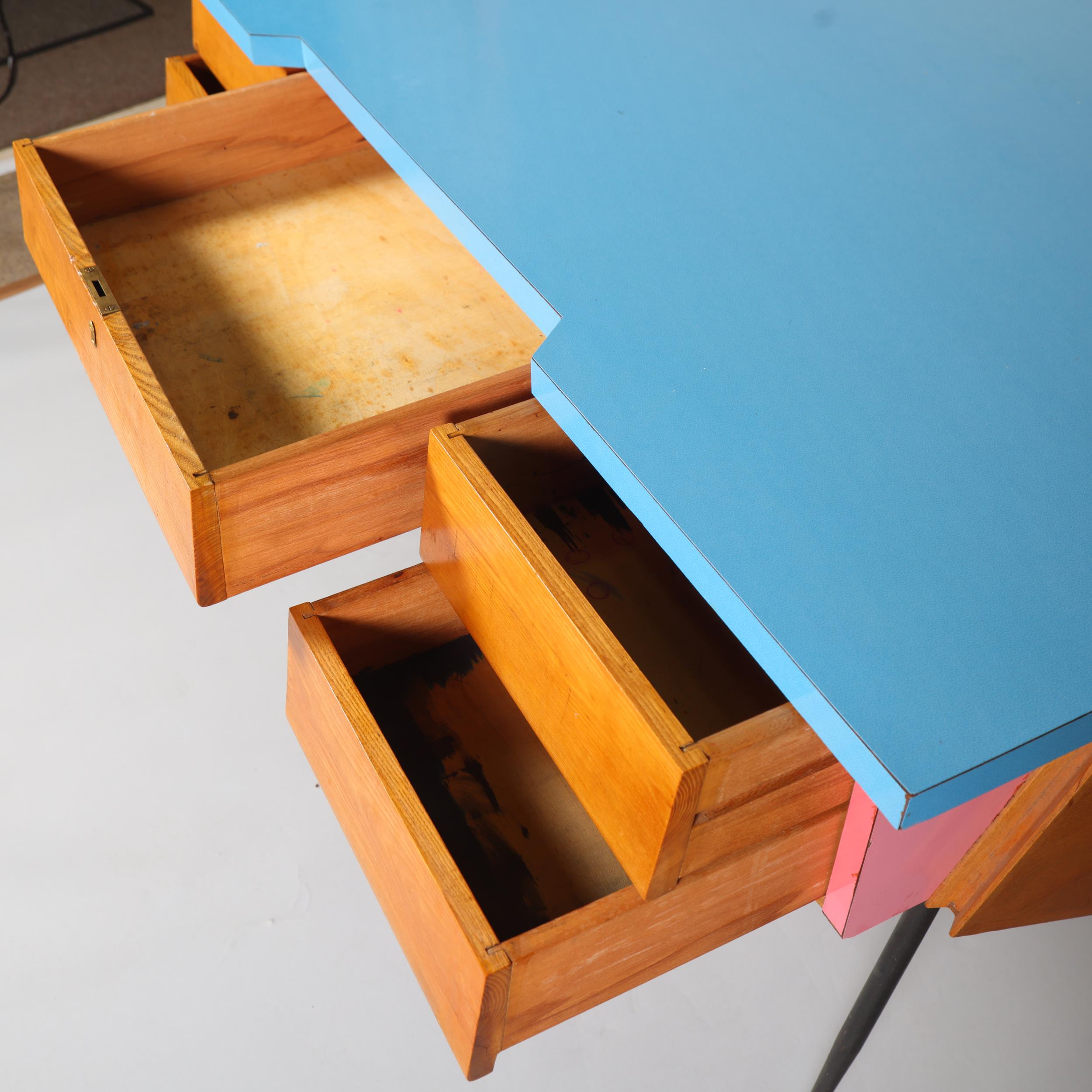 A mid 20th century Thonet desk, with beech ply body, pine fronted drawers with solid beech interior, - Image 5 of 7