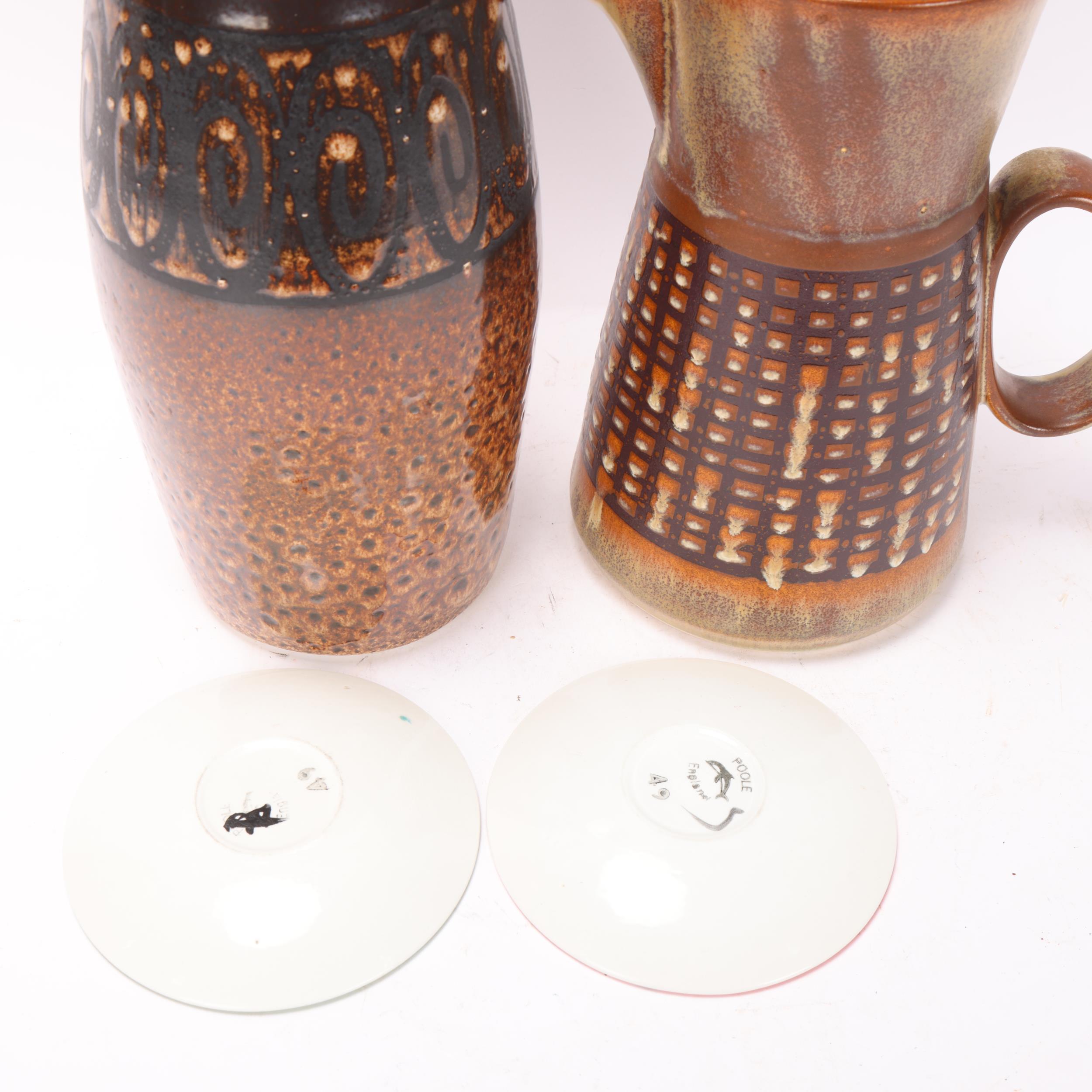 A Iden/Rye pottery vase and coffee pot, together with two Poole Pottery dishes, all with makers - Image 2 of 3