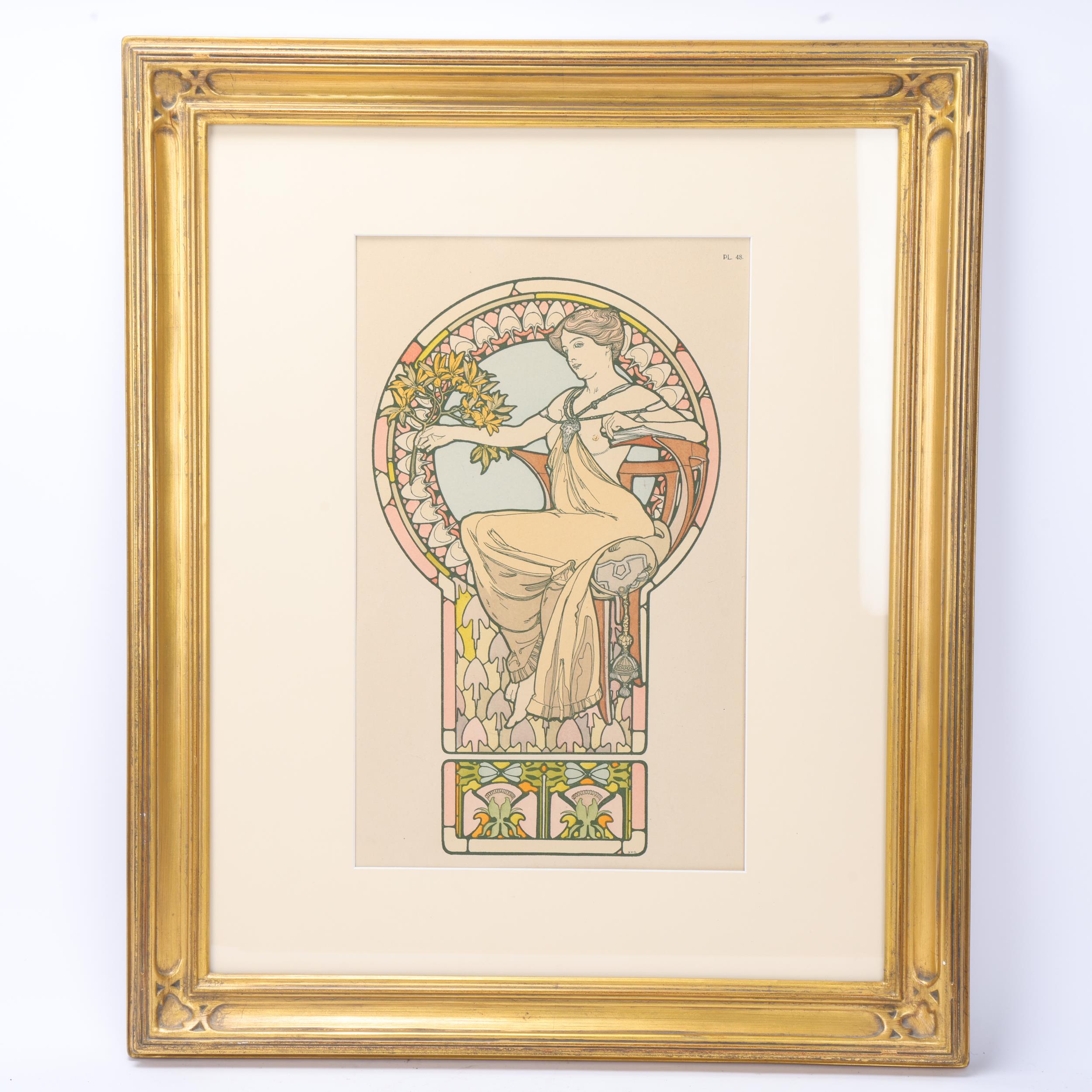 French Art Nouveau lithograph advertising print circa 1902, by Mucha, image 37cm x 23cm, overall - Image 2 of 3