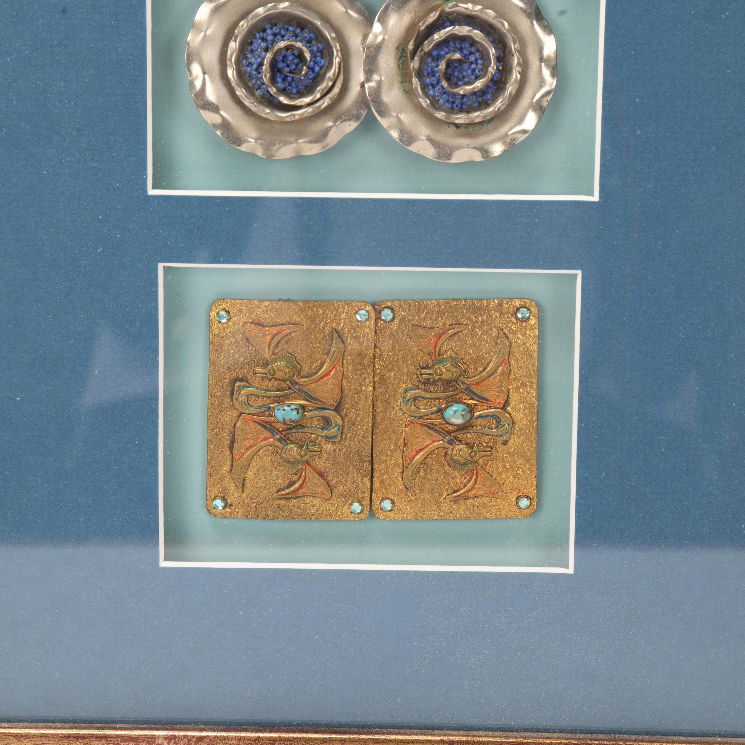 3 Art Nouveau buckles, mounted in good quality modern frame, overall frame dimensions 39.5cm x - Image 3 of 3