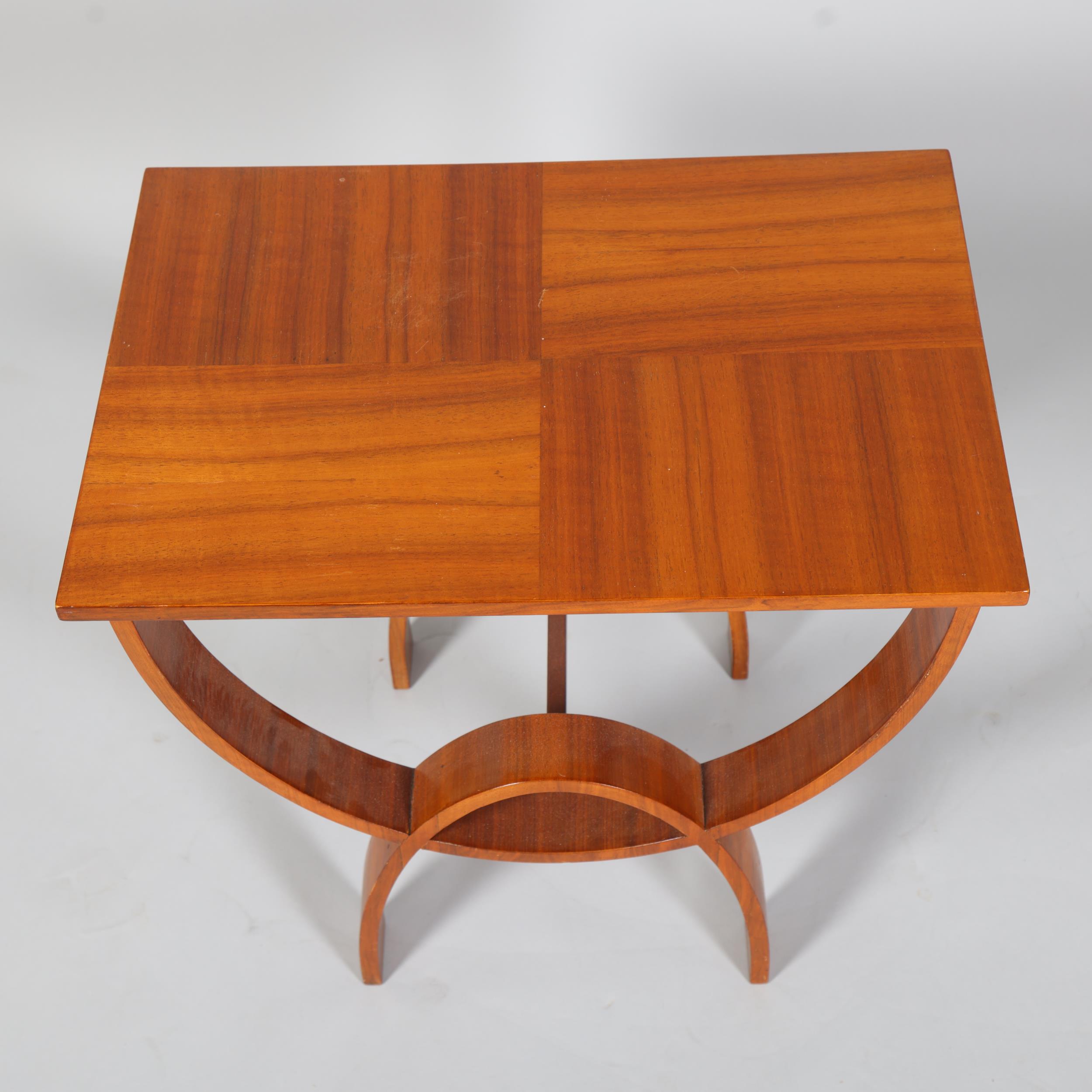 Art Deco walnut rectangular occasional table, with quarter veneer top, 58cm x 41cm, height 53cm - Image 2 of 3