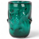 MARK PARRISH for Whitefriars, and green glass knobbly vase, height 23.5cm Good condition, some