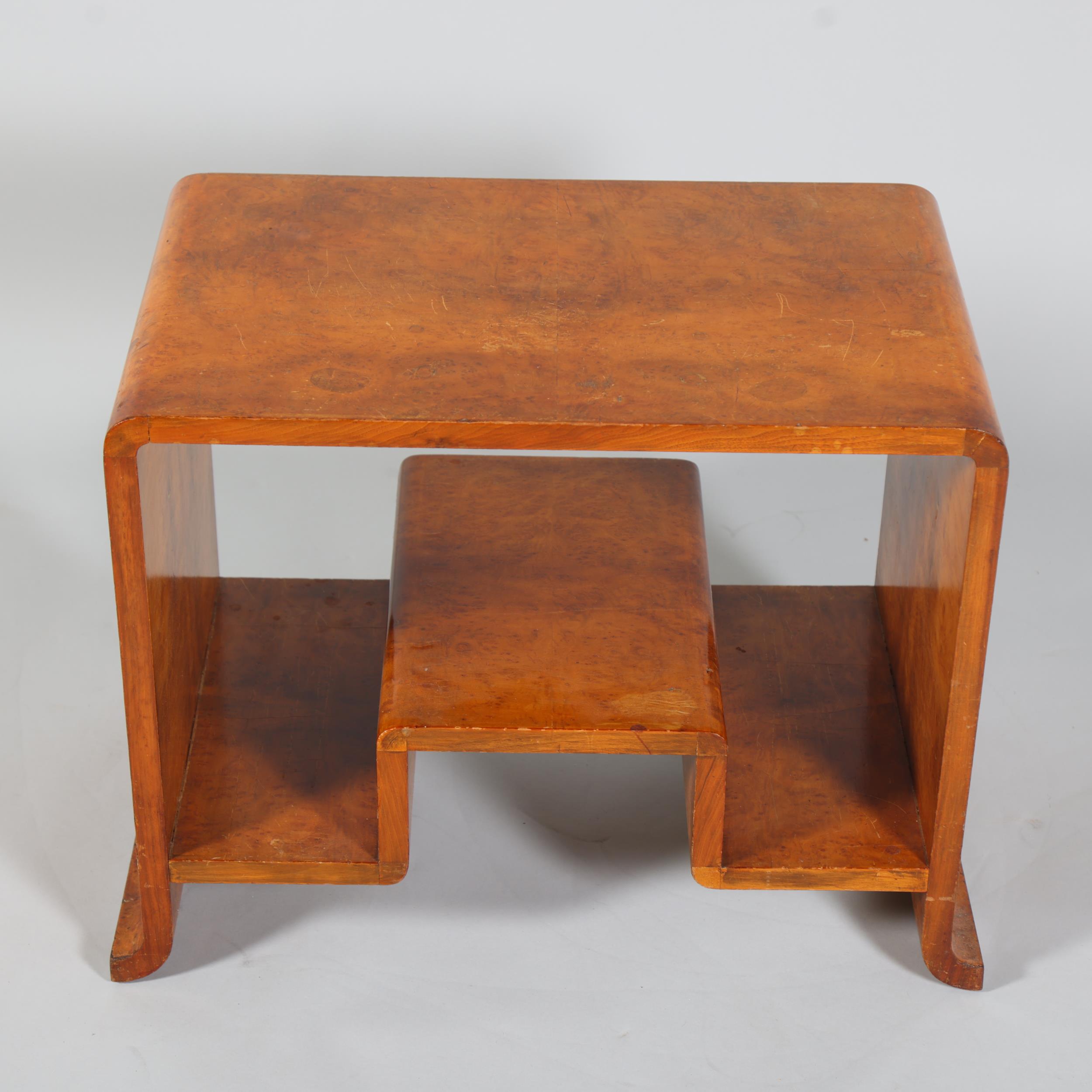 Art Deco maple occasional table, circa 1920s, with stepped under-tier, 61cm x 38cm, height 51cm Some - Image 2 of 3