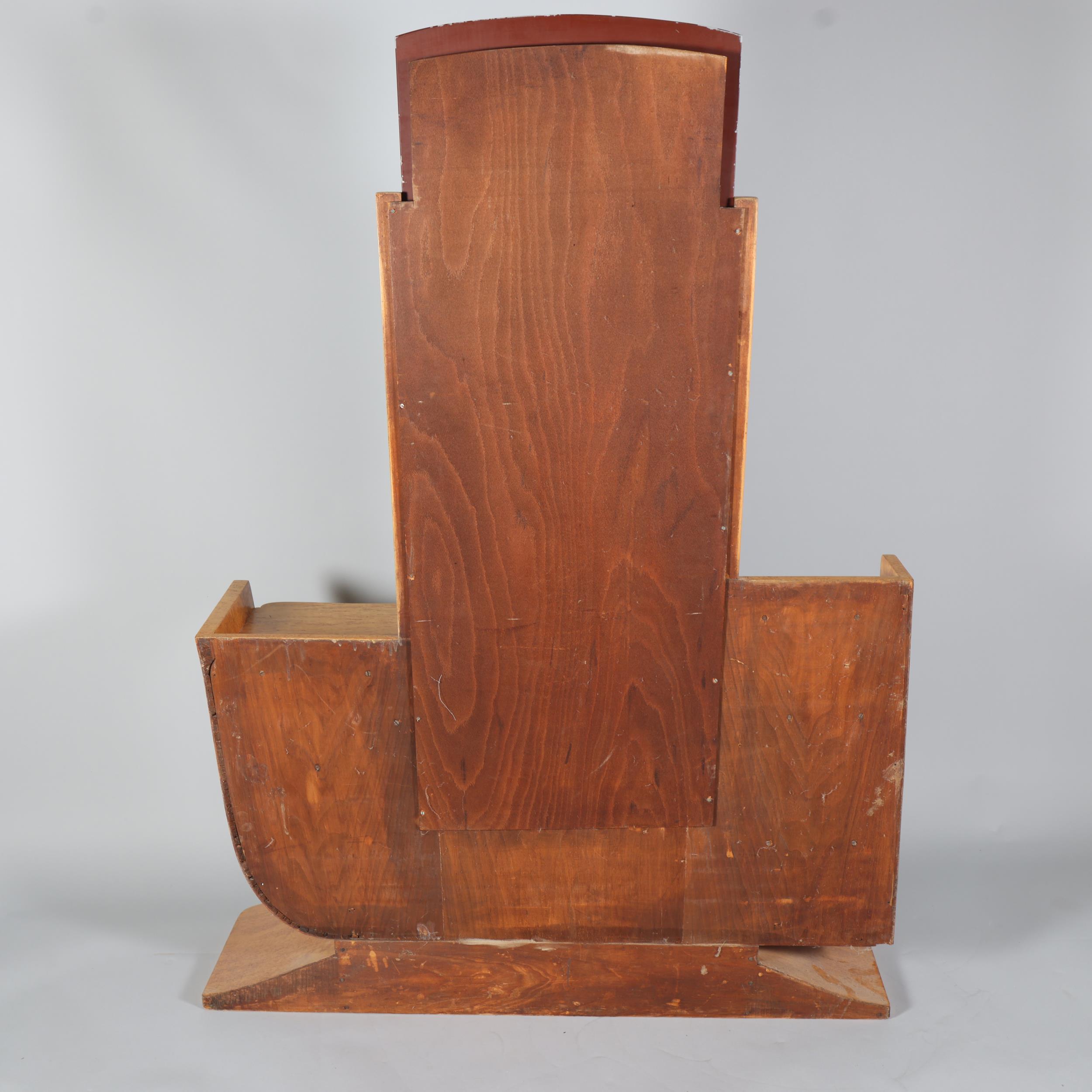 Art Deco birdseye maple cheval mirror/dressing stand, with 2 small fitted drawers, width 109cm, - Image 6 of 6