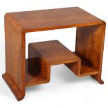 Art Deco maple occasional table, circa 1920s, with stepped under-tier, 61cm x 38cm, height 51cm Some