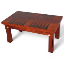 MARK BEVERTON, a contemporary craftsman made coffee table with inlaid backgammon board, with