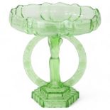 A 1920s/30 German Uranium glass 2 piece charger, no makers marks, style Schweig Muller, height