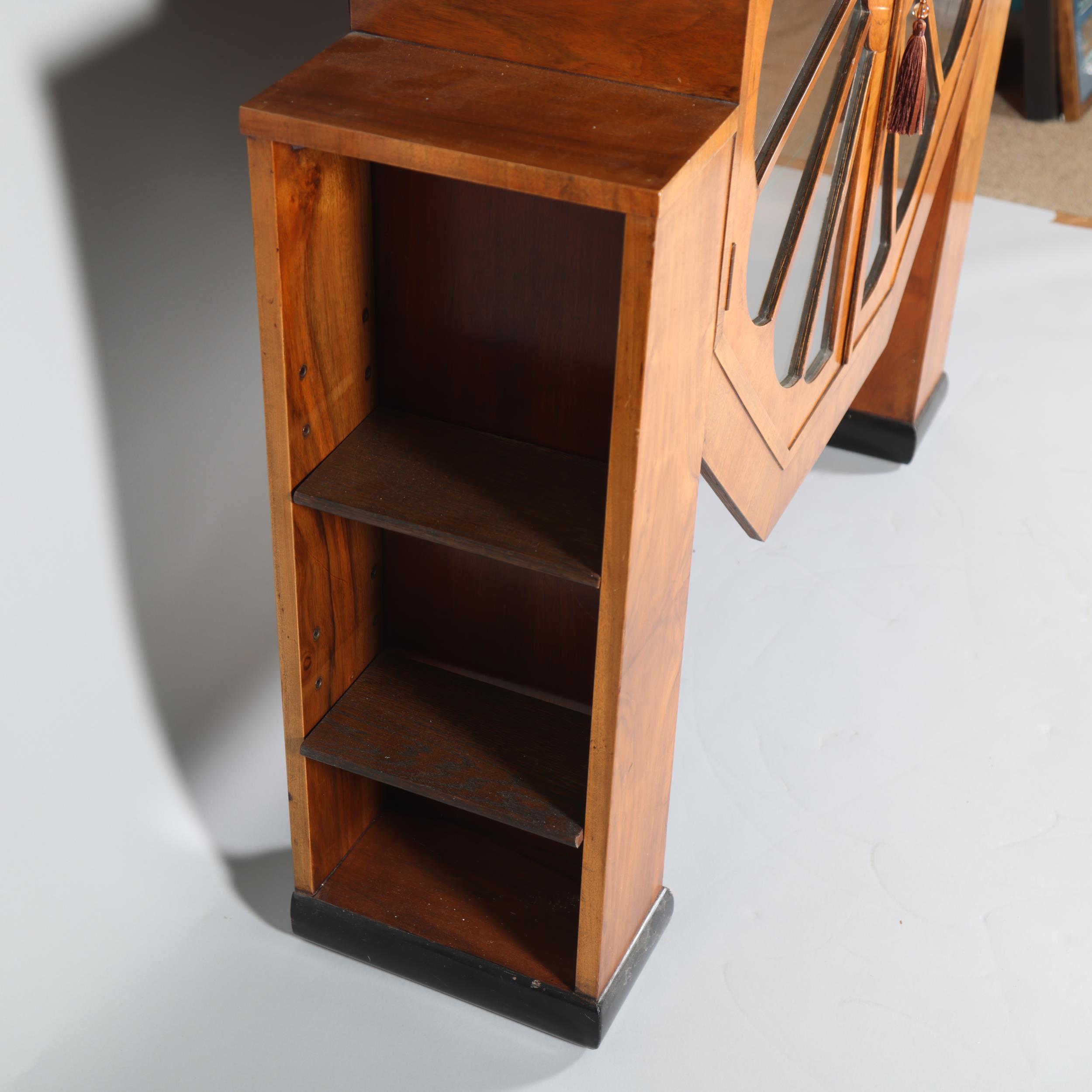 An Art Deco Octagonal shaped display cabinet, walnut veneer cabinet on ebonised feet, with shelves - Image 4 of 5