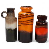 3 1960s/70s' West German fat lava vases, makers marks to base, tallest 30cm All in good condition,