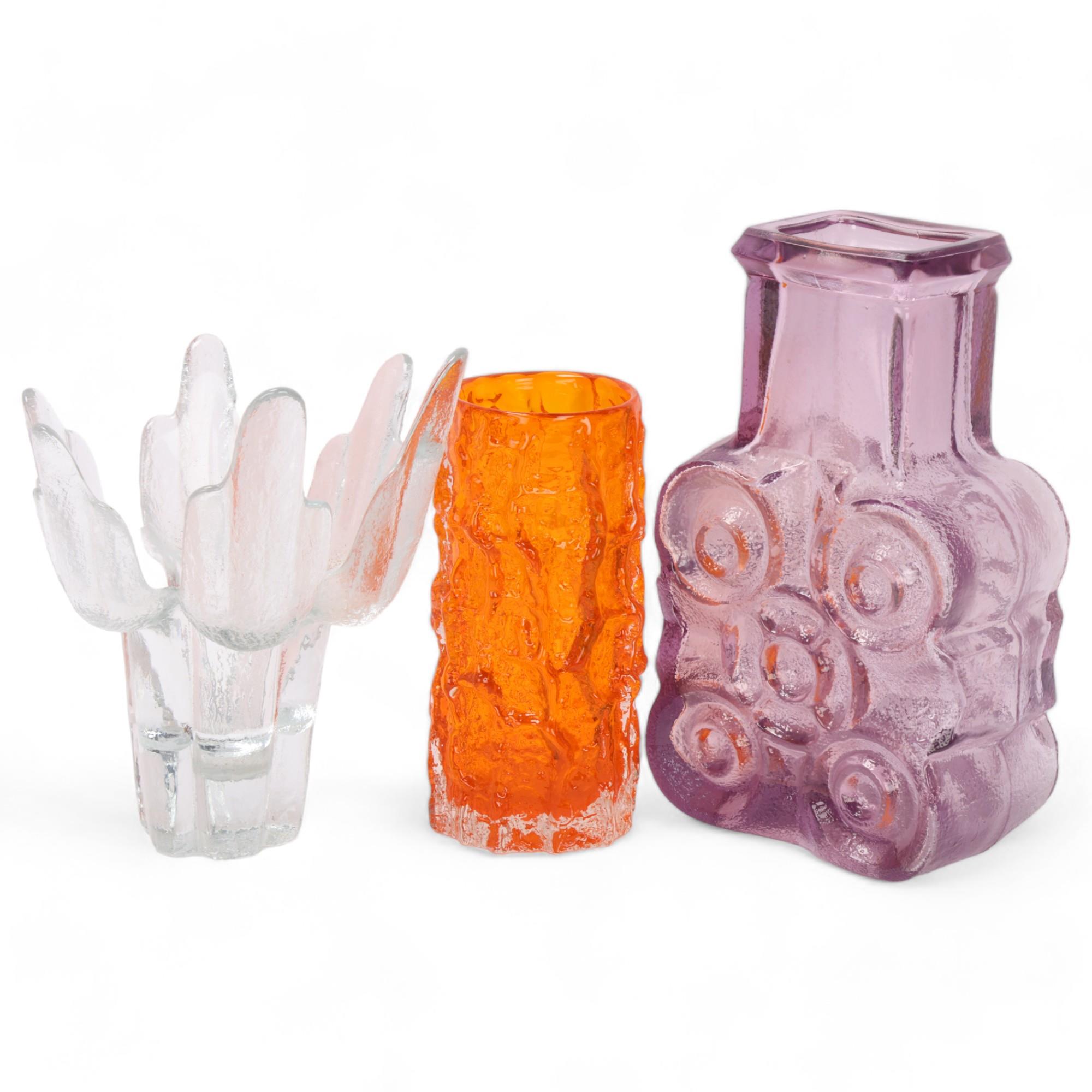 HEINER DUSTERHAUS for Walther Glass, Germany, a 1972 designed amethyst glass vase together with a