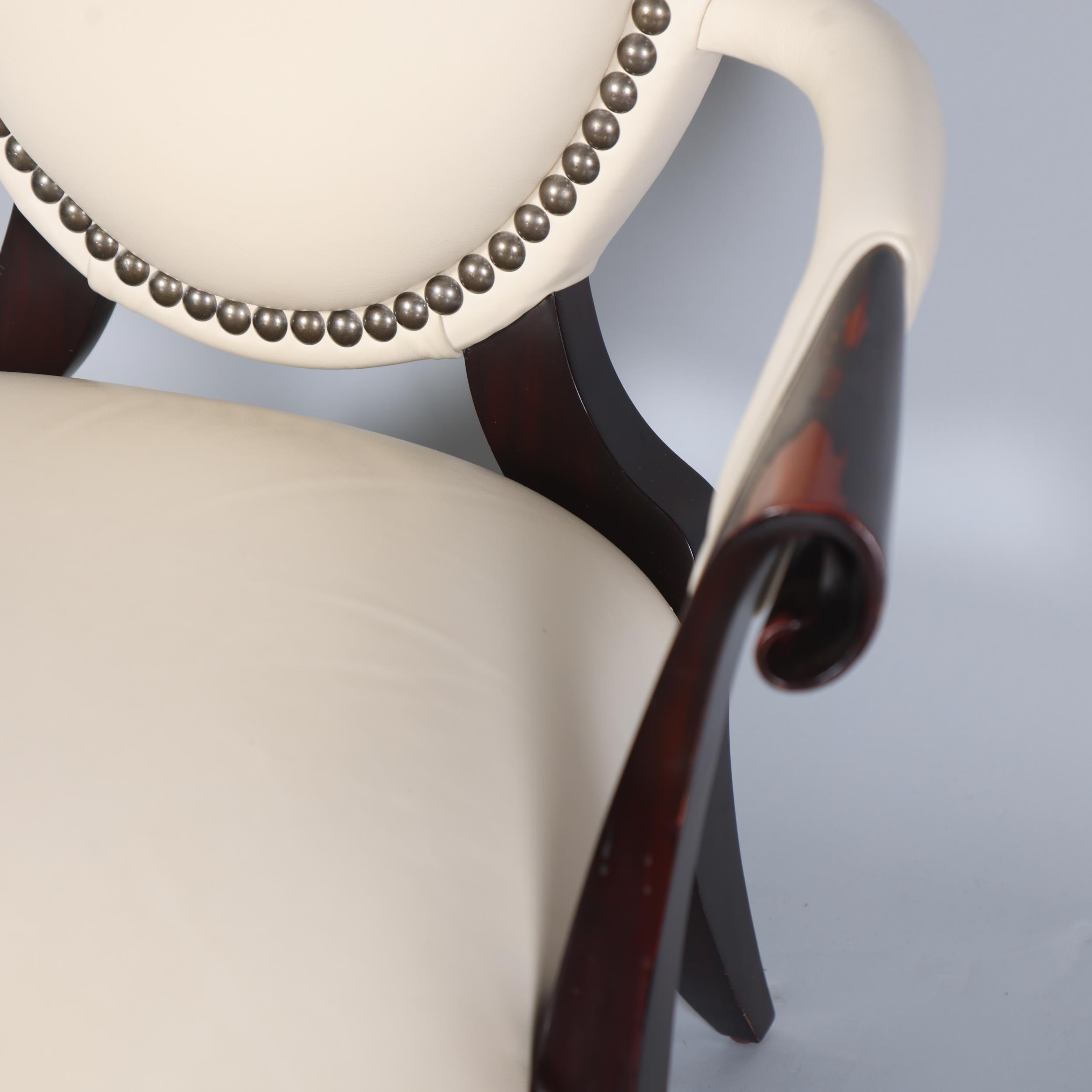 A Christopher Guy salon chair, white studded leather upholstery with silk-cut back to reveal red - Image 2 of 5