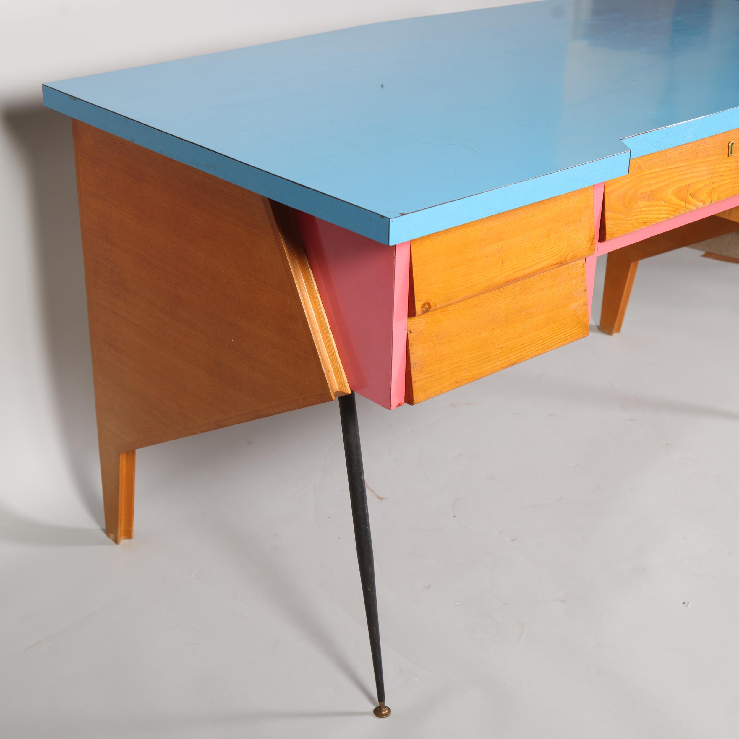 A mid 20th century Thonet desk, with beech ply body, pine fronted drawers with solid beech interior, - Image 3 of 7