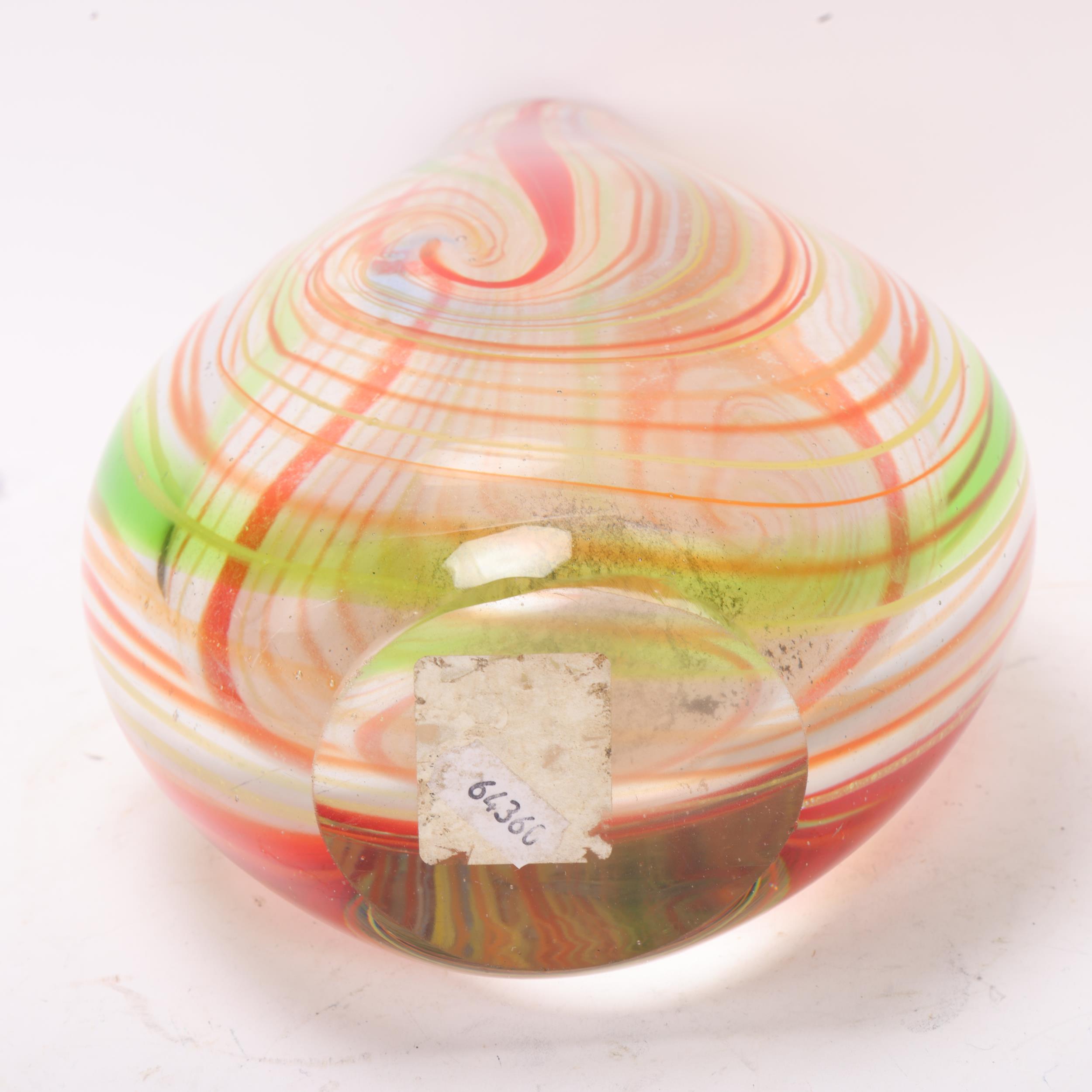 A large Mid 20th century tear drop vase, with red/green tone internal swirling glass, height 30cm - Image 3 of 3