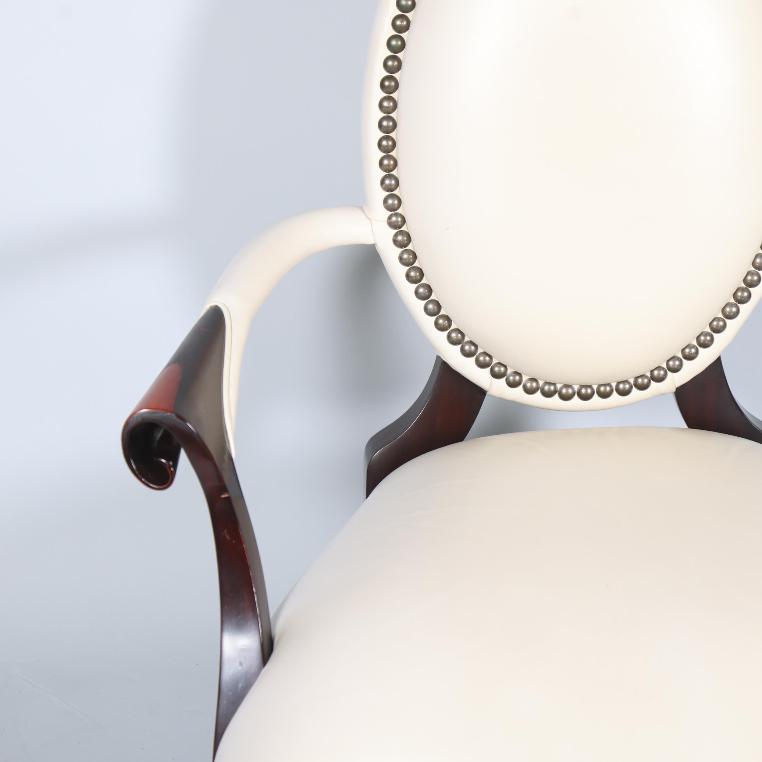 A Christopher Guy salon chair, white studded leather upholstery with silk-cut back to reveal red - Image 3 of 5