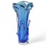 JAN BARANEK, Czech, hand blown blue glass vase, unsigned, height 30cm Some internal residue at base,