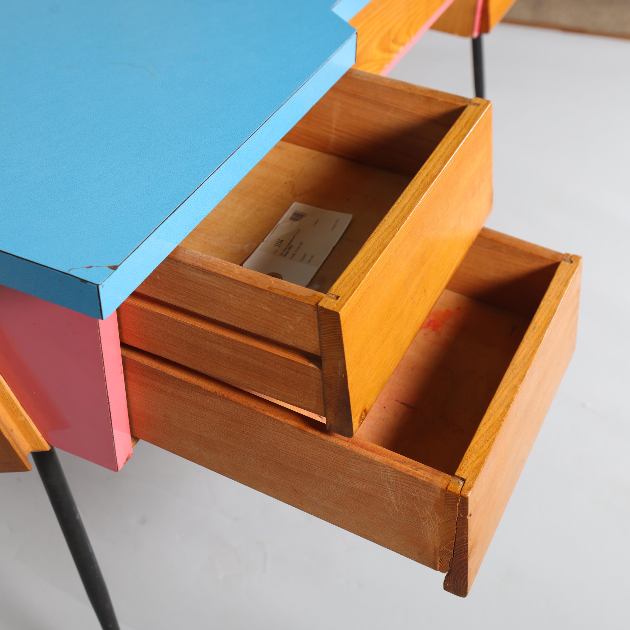 A mid 20th century Thonet desk, with beech ply body, pine fronted drawers with solid beech interior, - Image 4 of 7