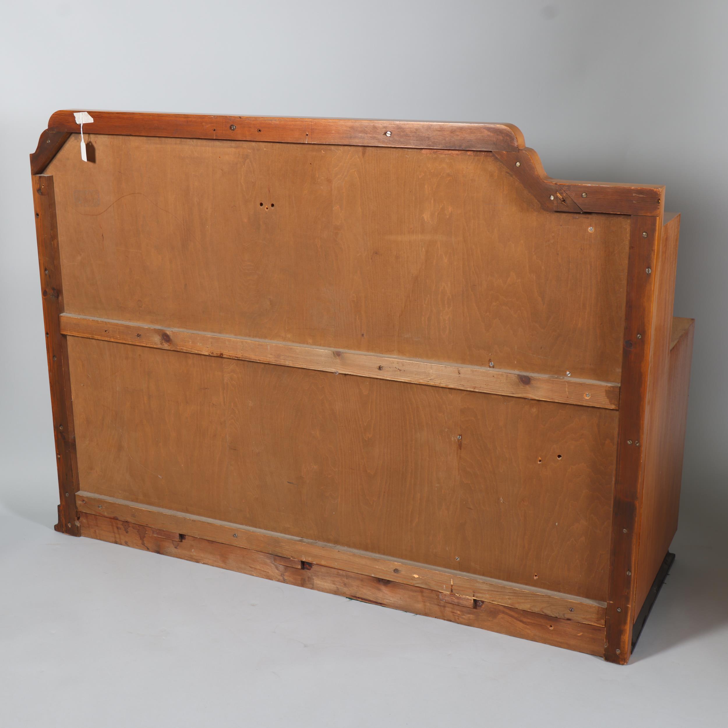 Art Deco walnut bedhead with integral bedside cupboard, width 145cm, height 107cm - Image 5 of 5