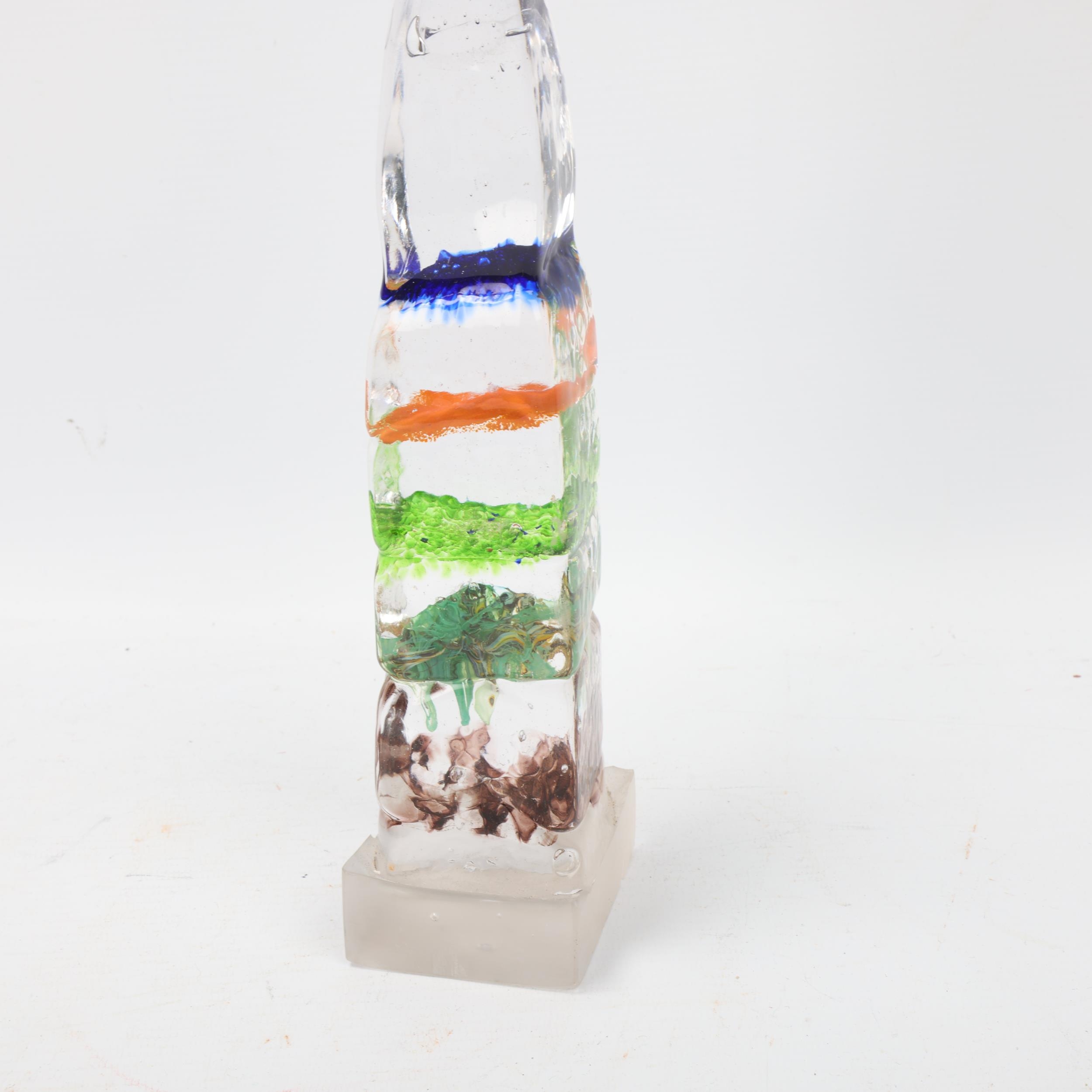 A hand-made glass block totems, with individual coloured inserts, attributed MIKE FROHLICH Glass, - Image 2 of 3
