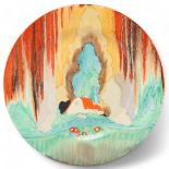 Clarice Cliff Forest Glen pattern plate, circa 1935, diameter 25.5cm, impressed date marks Good