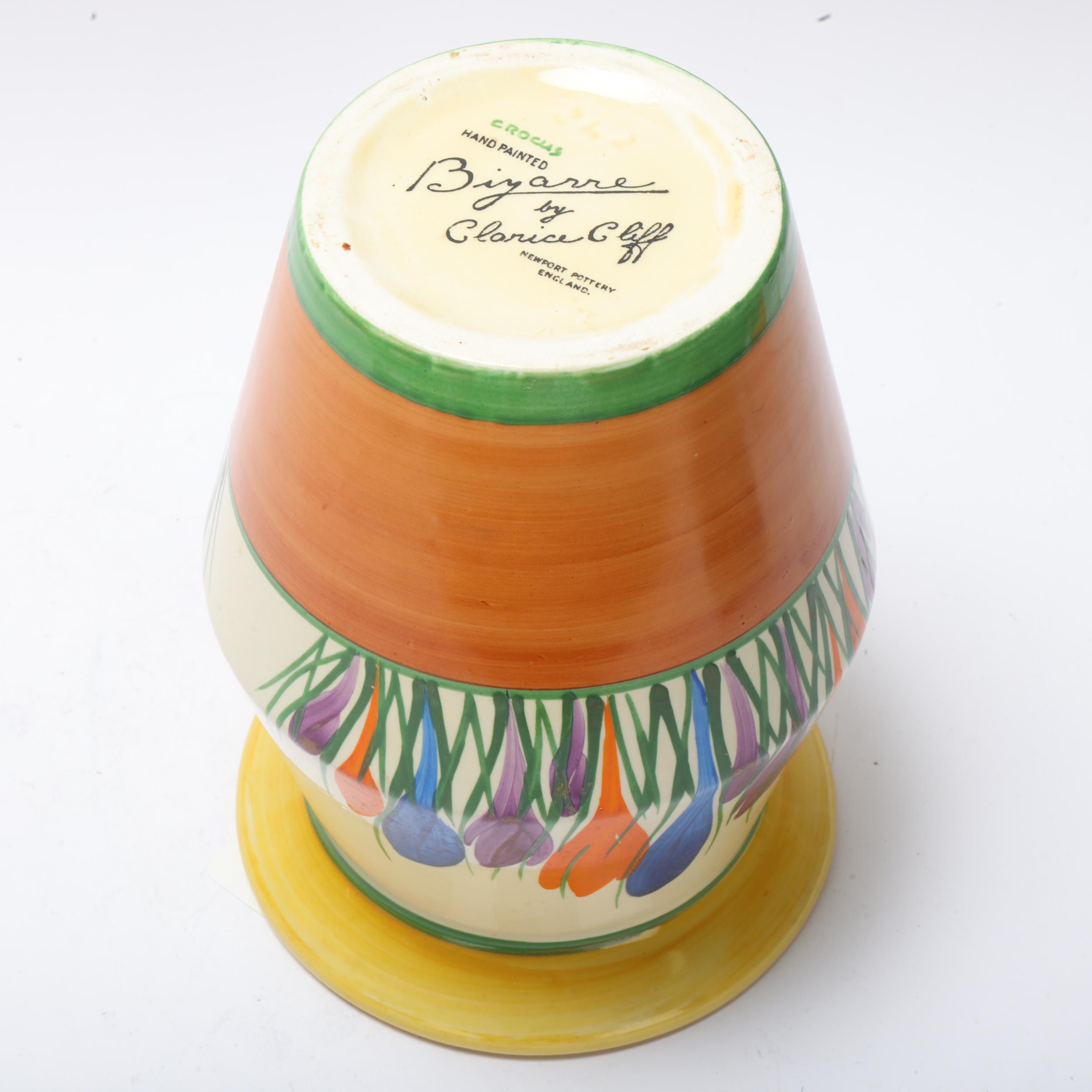 Clarice Cliff Bizarre Crocus pattern vase, height 20cm Good condition, no chips cracks or - Image 3 of 3