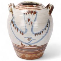 SETH CARDEW (1934-2016), Wenford Bridge pottery, a two handled jar with dove decoration, makers