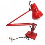 A Herbert Terry Anglepoise lamp, original red paintwork, with two-step base, makers stamp, approx