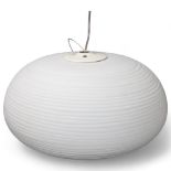 A Foscarini "Rituals" white glass pendant lamp, with white metal ceiling rose, diameter approx 35cm,