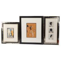 3 Art Deco pochoir fashion prints, framed (3) Good condition