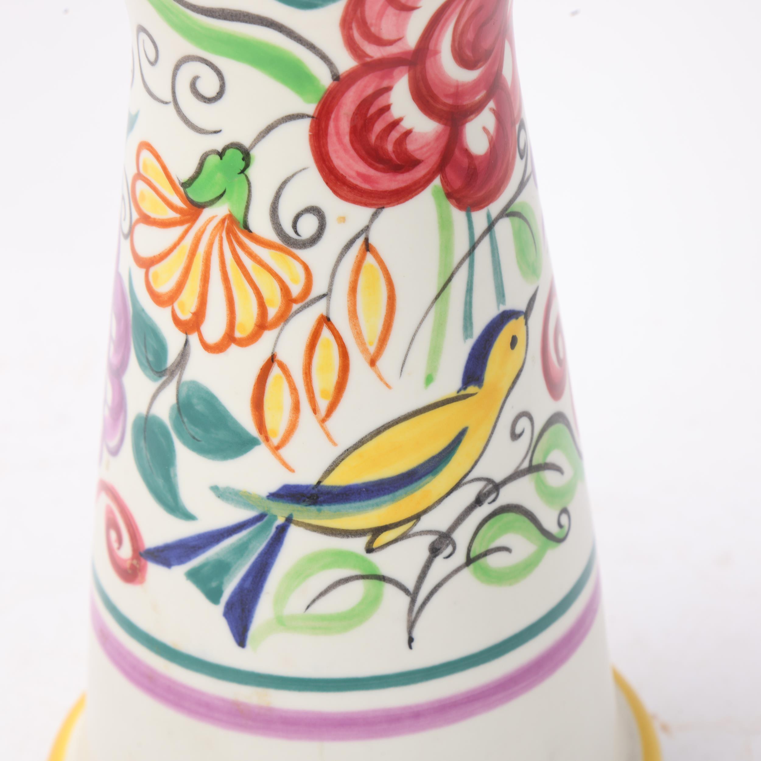 A Poole Pottery waisted vase, traditional ware with bird decoration, makers stamp and decorators " - Image 3 of 3