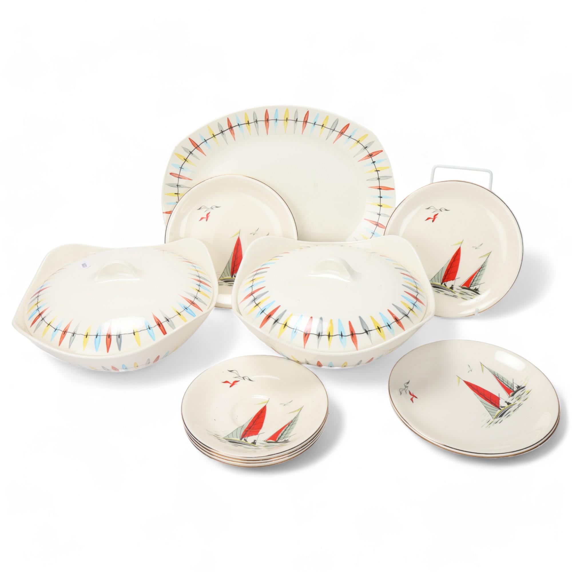 A collection of mid-century tableware, including Homemaker, Midwinter Cherokee, Alfred Meakin,