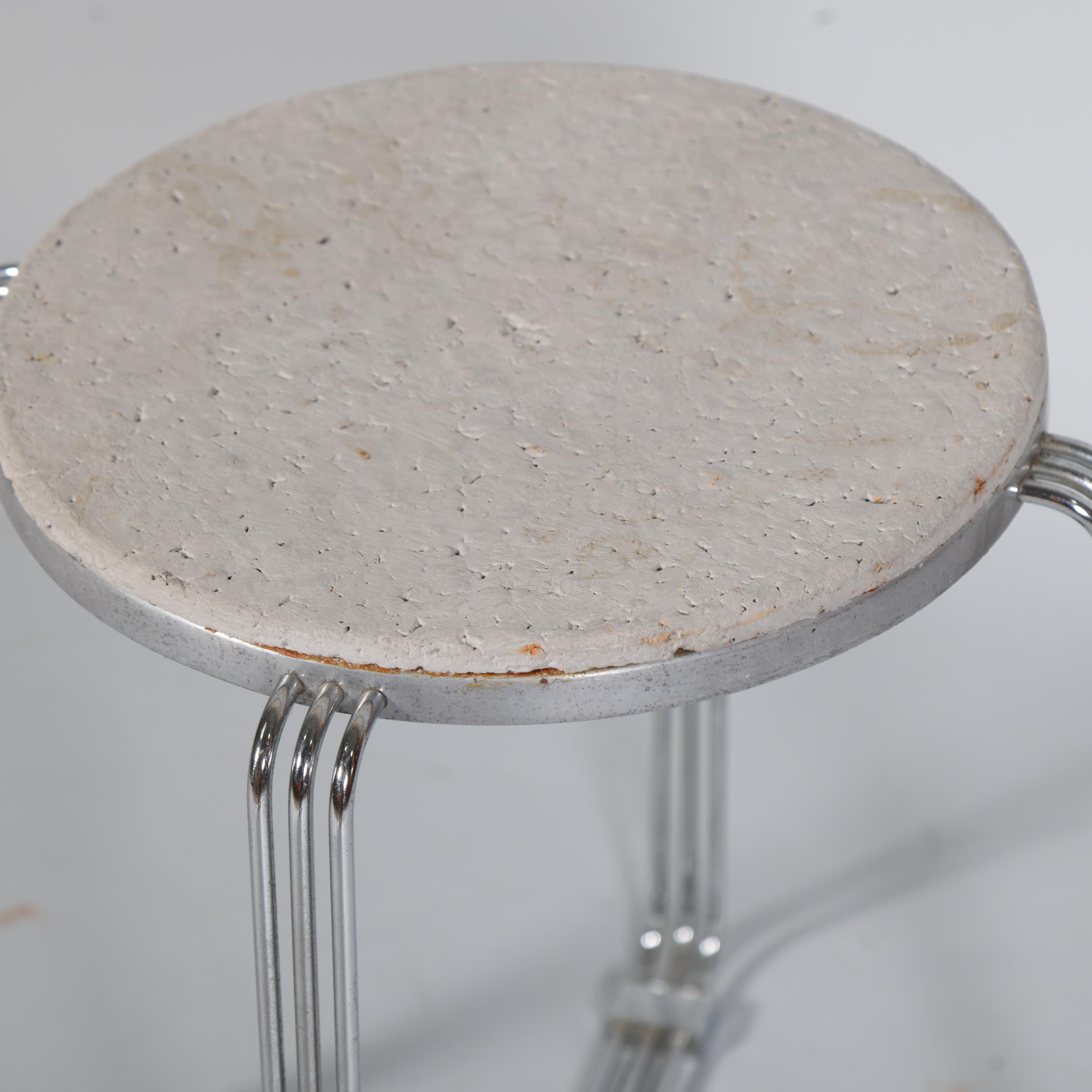 A 1930s' Art Deco Alpax chrome steel stool with cork and aluminium seat, height 41cm Possible - Image 2 of 4