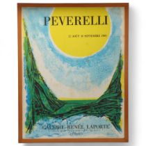 A 1969 French exhibition litho print poster for Peverelli, at Gallerie Renee Laporte, Antibes,