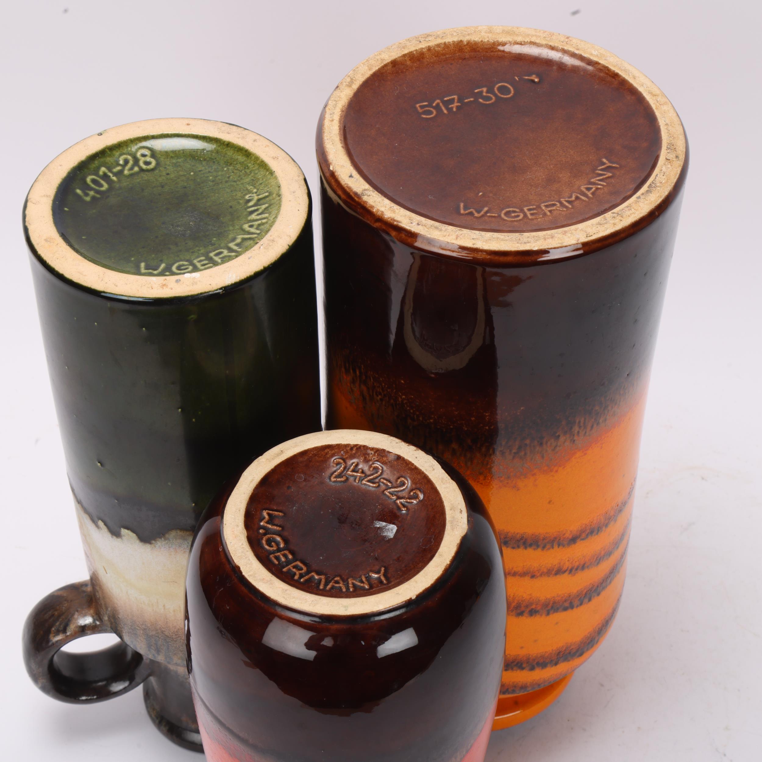 3 1960s/70s' West German fat lava vases, makers marks to base, tallest 30cm All in good condition, - Image 3 of 3