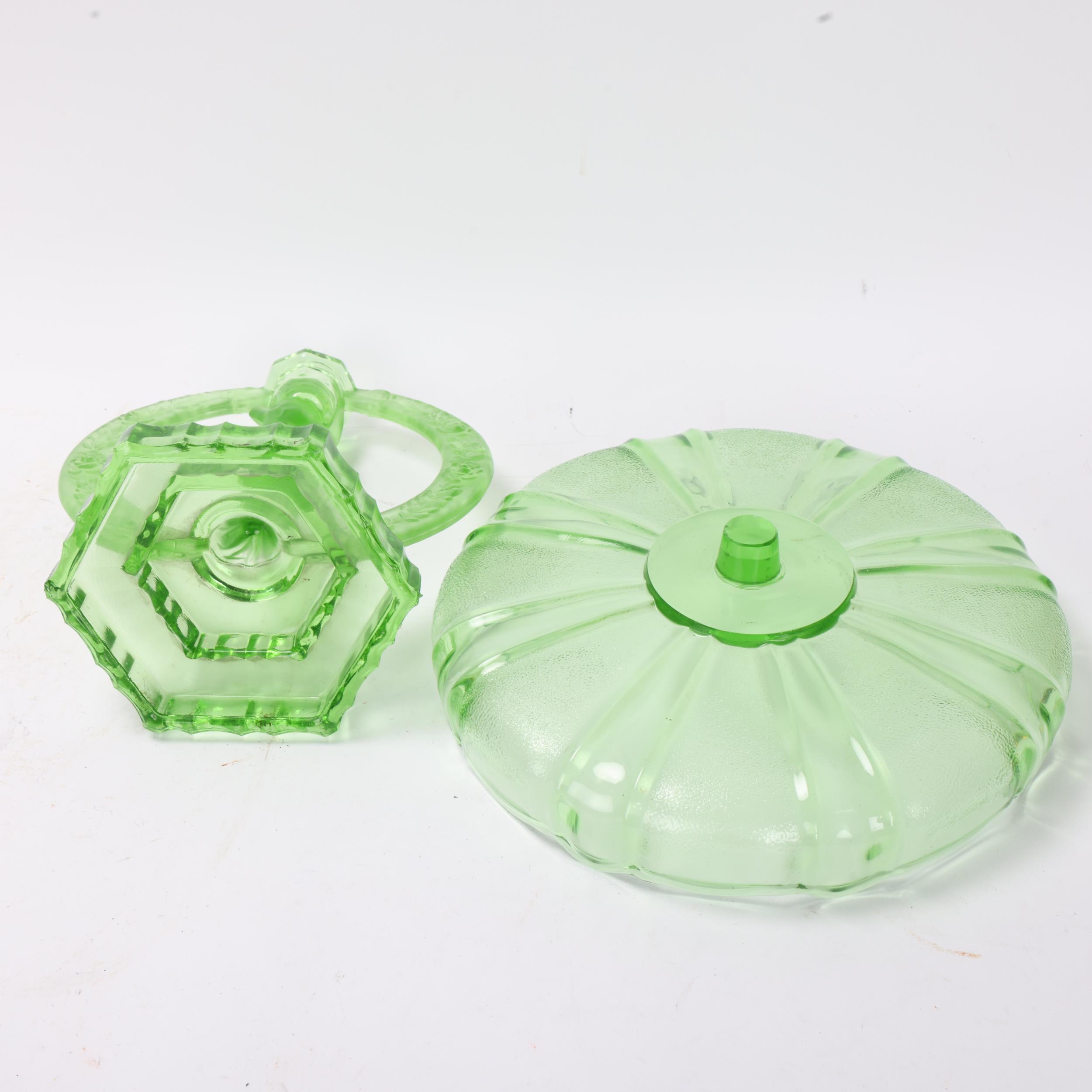 A 1920s/30 German Uranium glass 2 piece charger, no makers marks, style Schweig Muller, height - Image 3 of 3