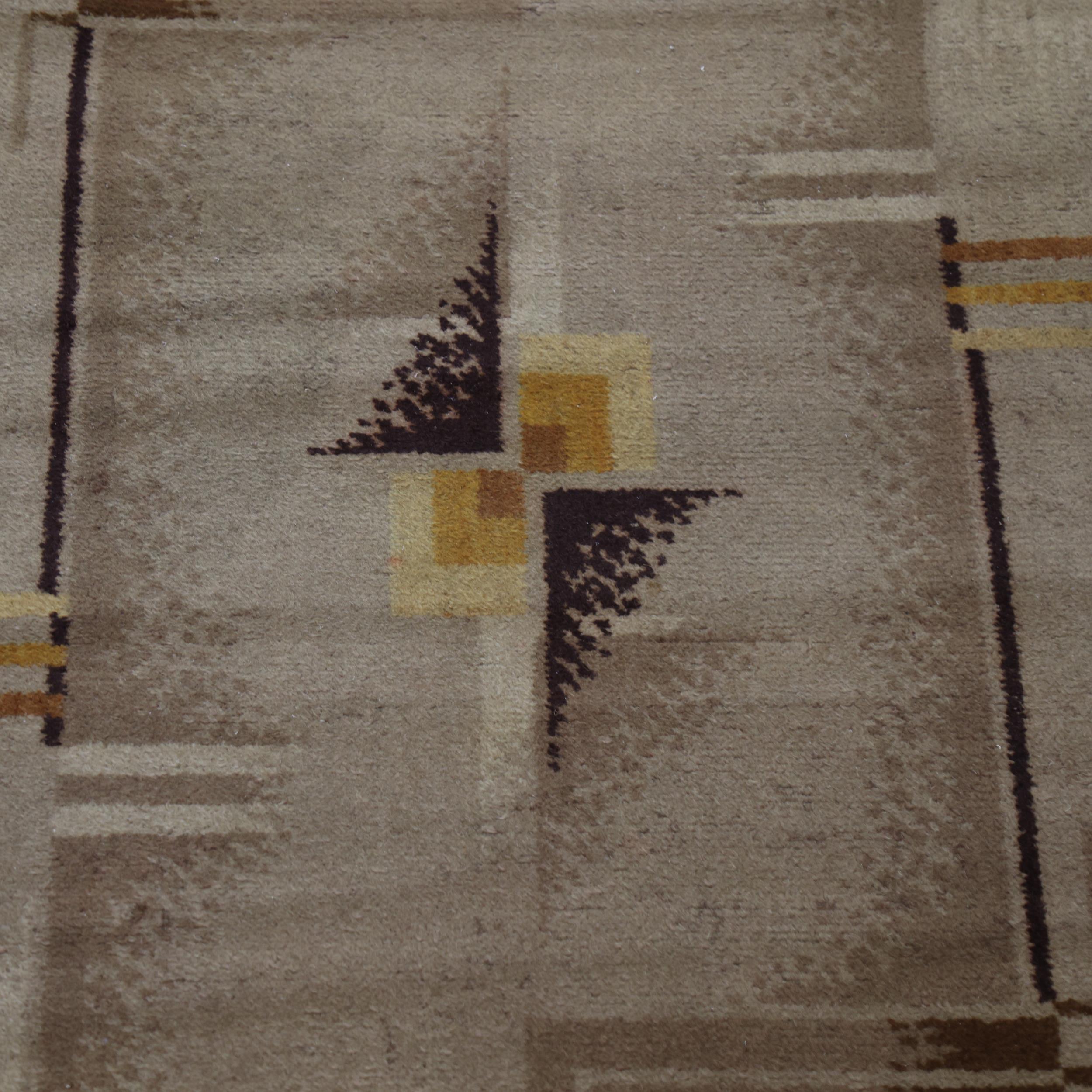 A 1940s Art Deco modernist machine made rug in the Bauhaus manner, 151 x 79cm - Image 2 of 3