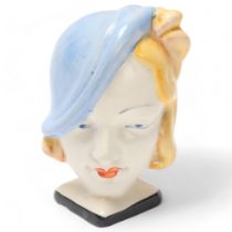 Beswick Art Deco napkin ring in the form of a lady's head, height 7.5cm Perfect condition