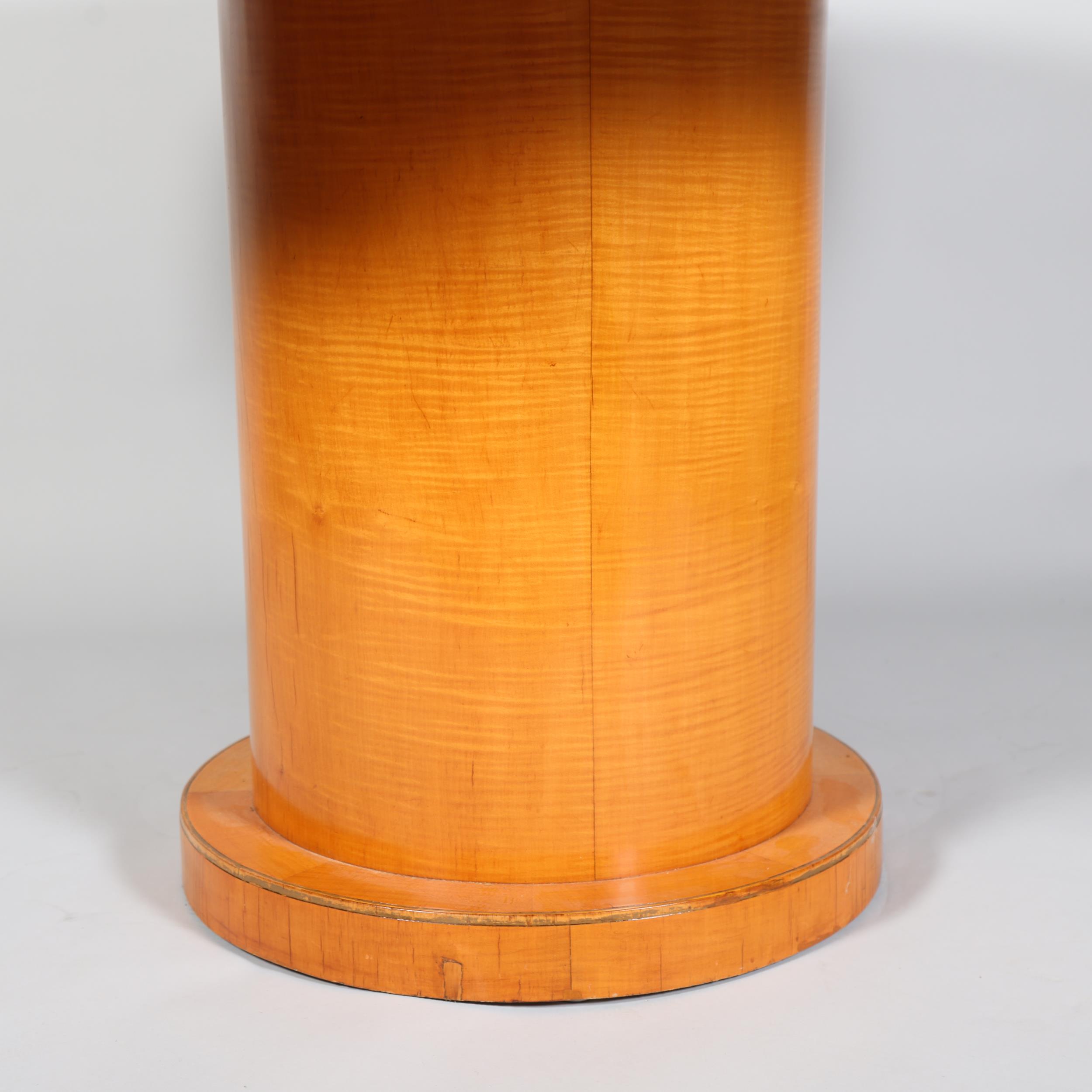 Art Deco satinwood and walnut dining suite, comprising circular table on drum-shaped base, - Image 9 of 10