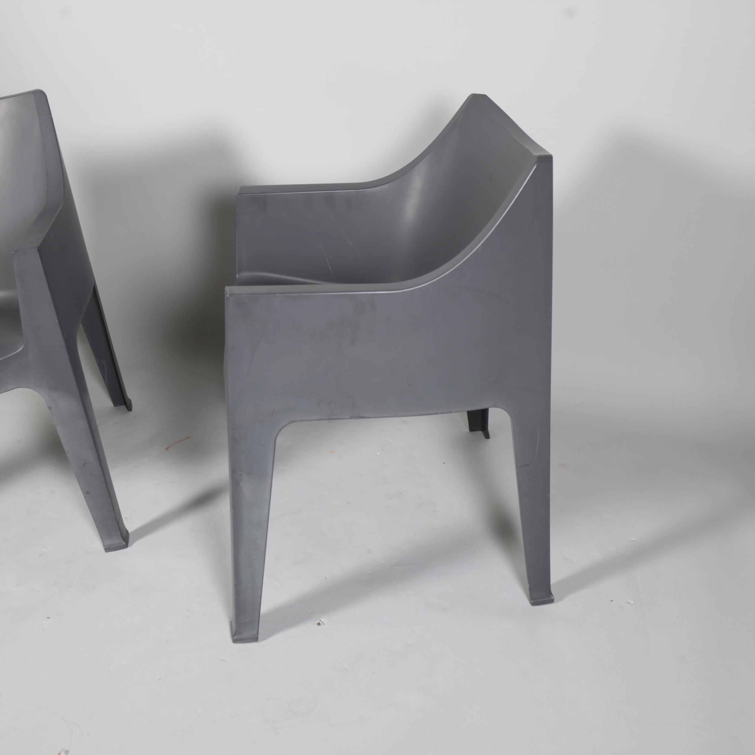 A pair of S.CAB Design Coccolana stackable garden chairs, in grey polymer, makers marks to base, - Image 2 of 4