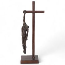 MAUREEN LANGLEY (b.1931), a bronze figure of a man hanging from a cross, signed ML 7/15, height 39cm