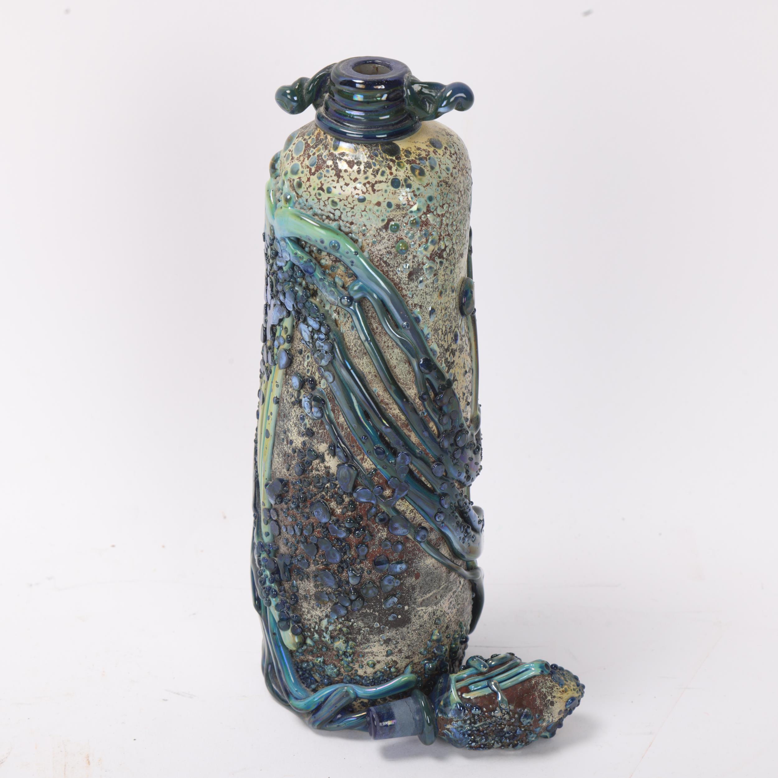 RICHARD CLEMENTS studio glass, an exhibition quality bottle and stopper, signed and dated 1991 to - Image 2 of 3